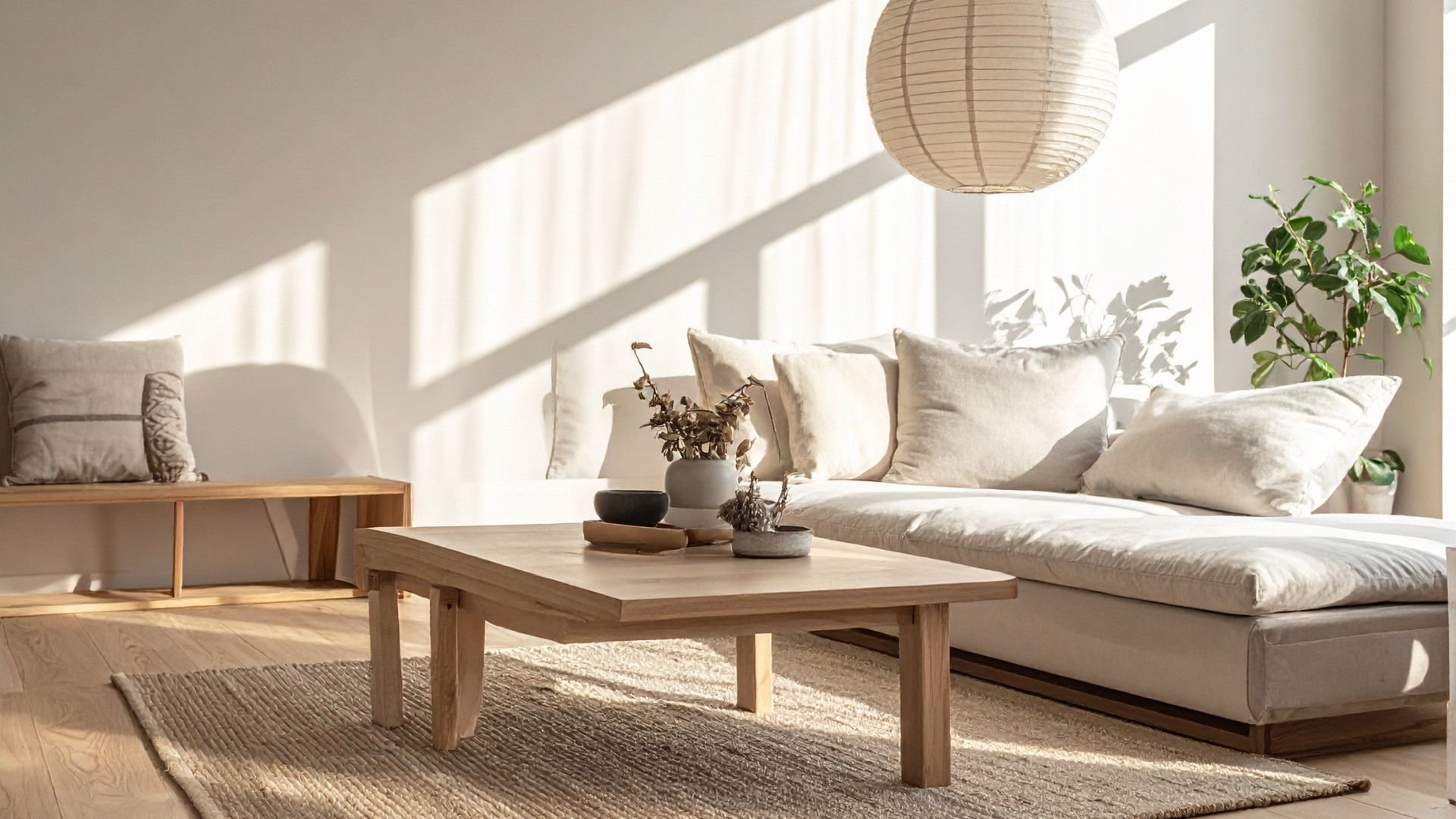 自然素材の壁のリビング